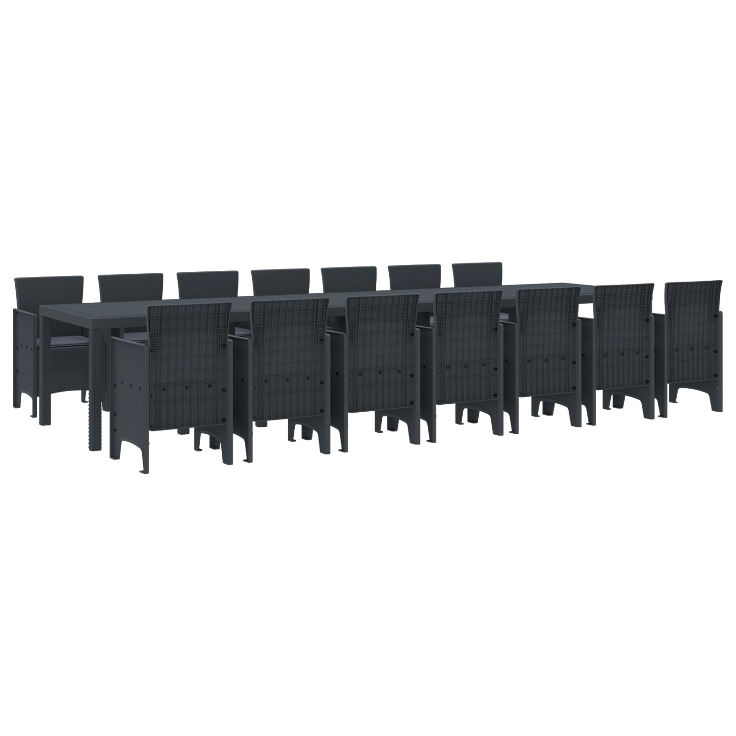 vidaXL Garten Essgruppe 15-Tlg Anthrazit Poly Rattan 3378795 günstig online kaufen