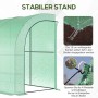 Detailansicht Outsunny Gewächshaus: Verankerung im Boden und Abspannung der Windseile für stabilen Stand.