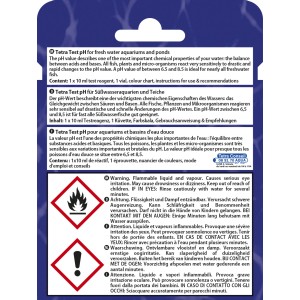 Tetra Wassertest pH für Aquarien: Testreagenz, Küvette, Farbskala zur pH-Wert Bestimmung.