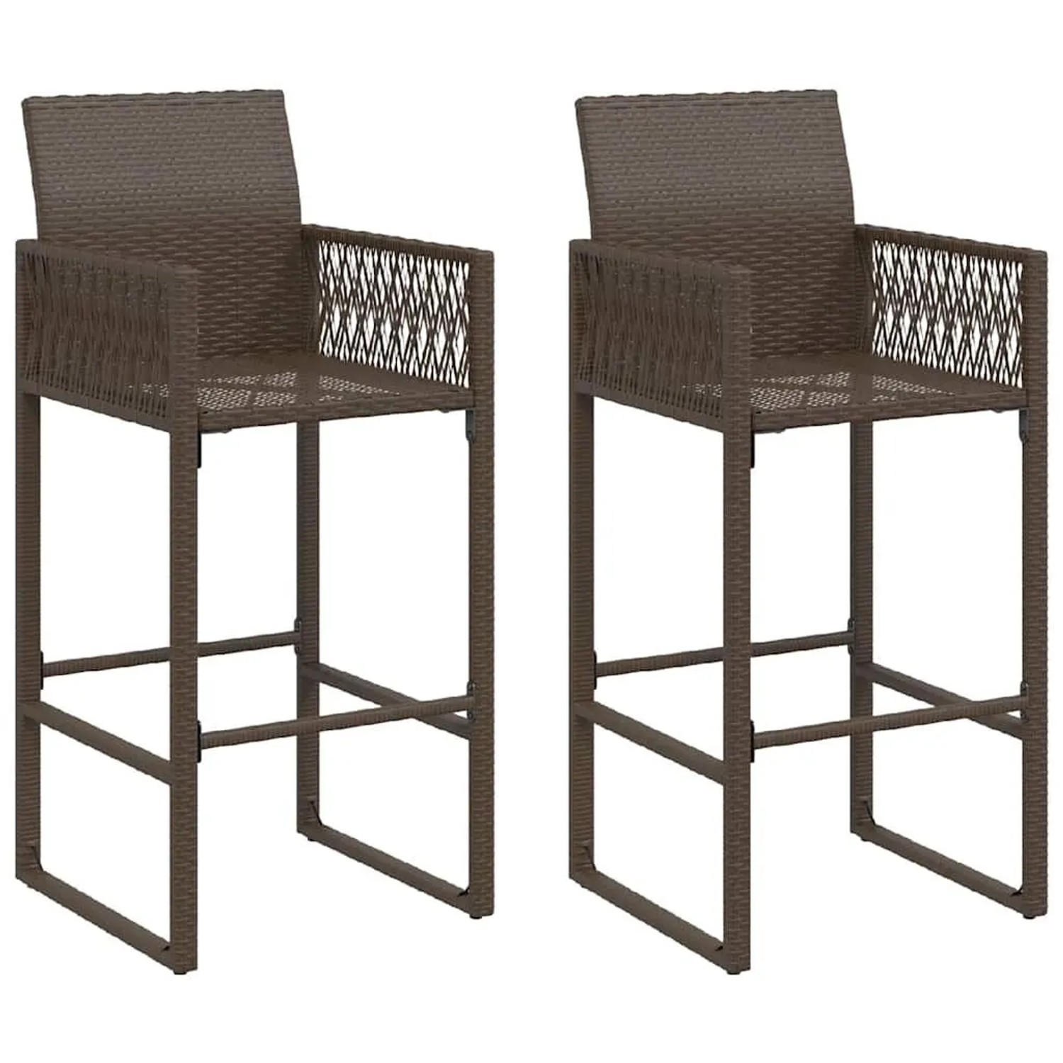 vidaXL Garten-Barhocker 2 Stk Braun Poly Rattan 368703