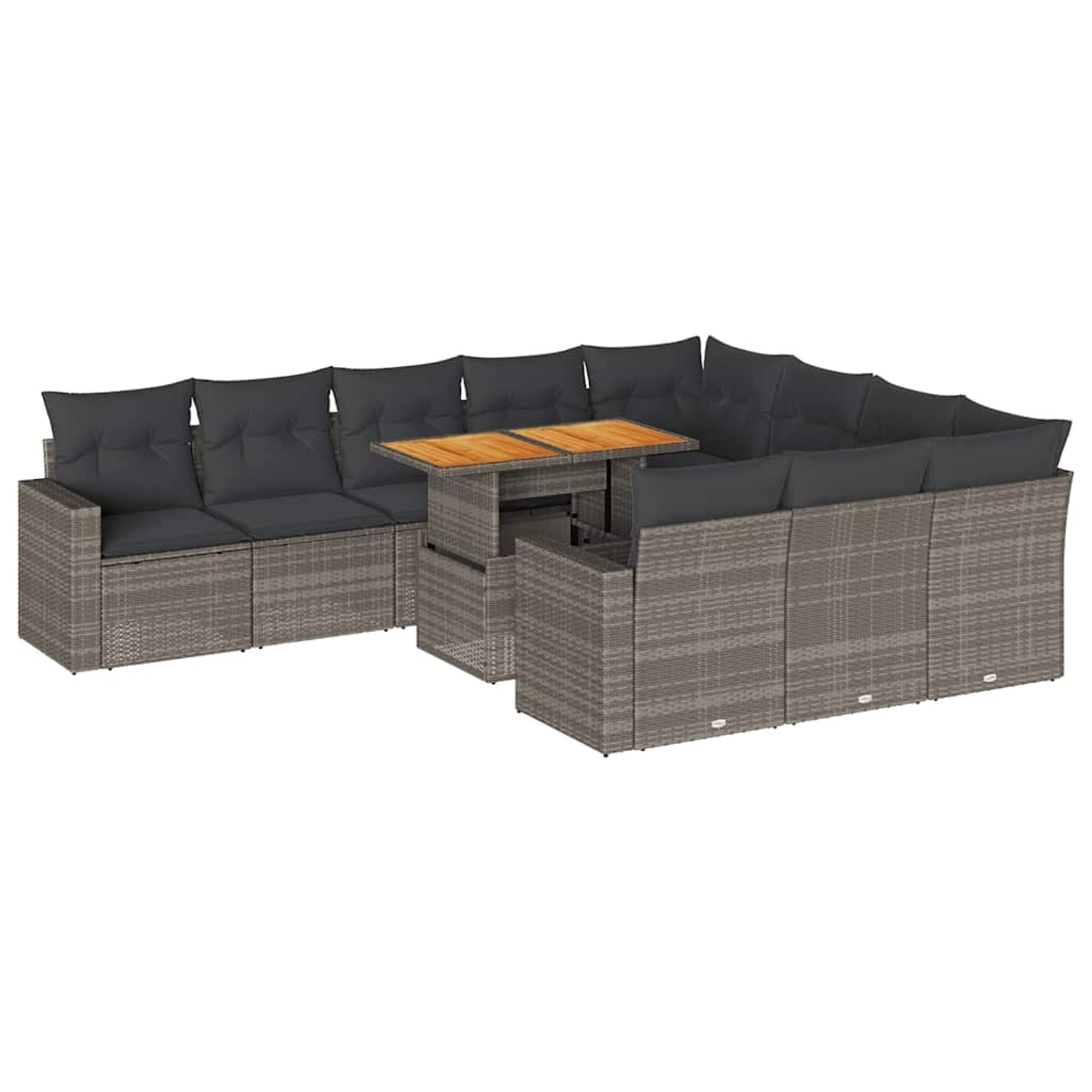 vidaXL 11-Tlg Garten-Sofagarnitur mit Kissen Grau Poly Rattan 3327091 günstig online kaufen