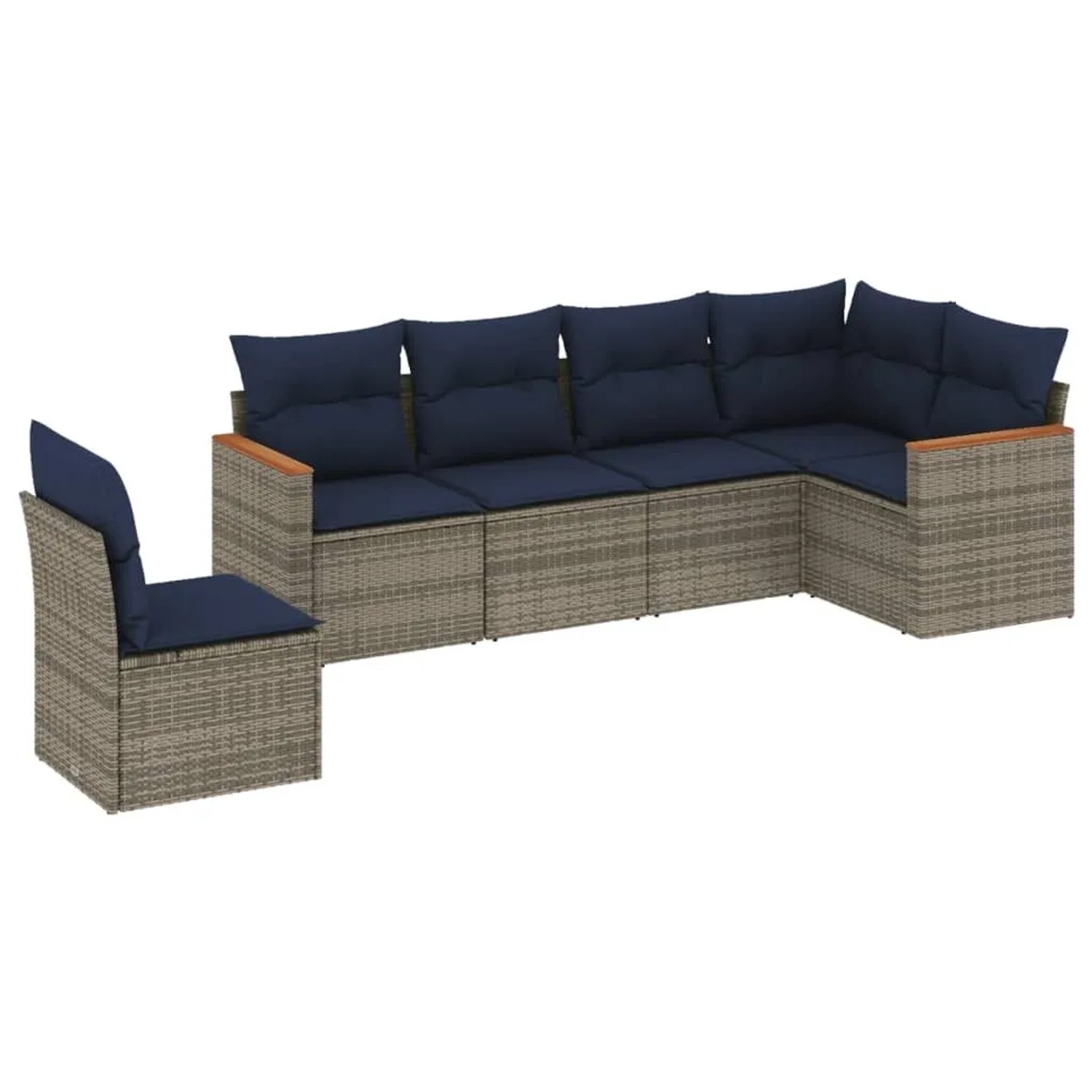 vidaXL 6-Tlg Gartensofa-Set mit Kissen Grau Polyrattan 3226019 günstig online kaufen