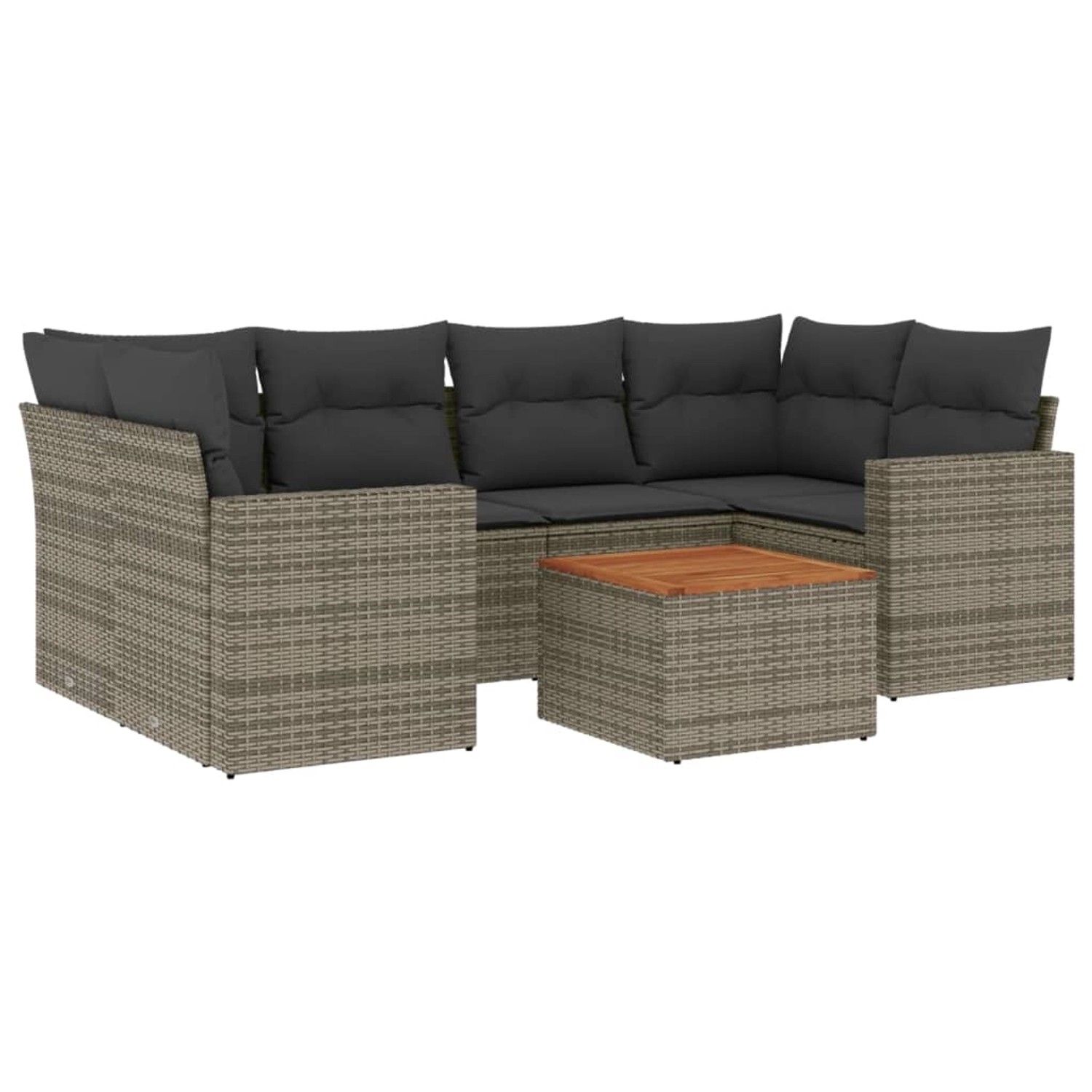 vidaXL 7-tlg Garten-Sofagarnitur mit Kissen Grau Poly Rattan Modell 101 günstig online kaufen