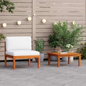 vidaXL 2-Tlg Garten-Lounge-Set mit Kissen Holz Akazie & Seil 312427