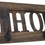 Wandgarderobe C60 im Shabby-Look Braun mit Schriftzug HOME und 3 Doppelhaken.