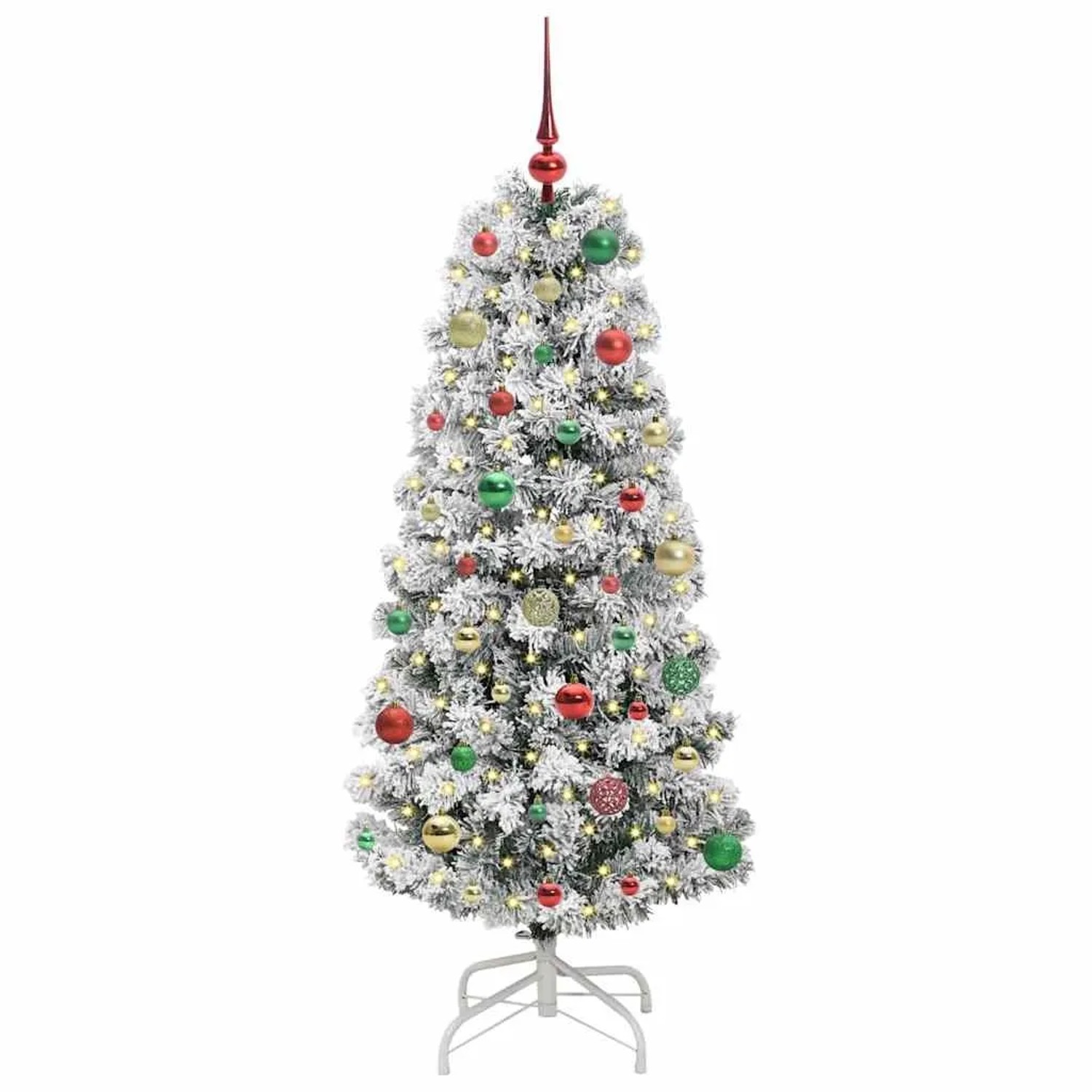 vidaXL Künstlicher Klappbarer Weihnachtsbaum Grün und Weiß 150 cm 3395594