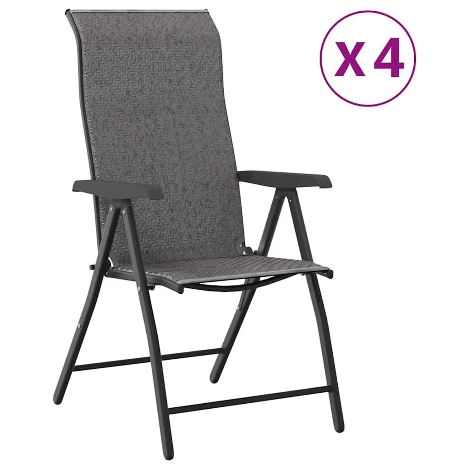 Furnicato Gartenstühle 4 Stk Klappbar Grau Poly Rattan