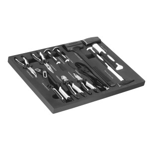 STAHLWERK Werkzeugwagen Einlage mit 11-teiligem Werkzeug Set in Schaumstoffeinlage.