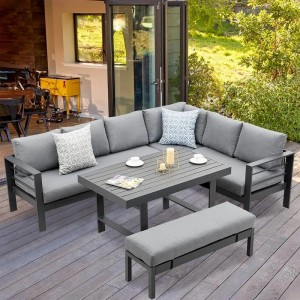 MeXo Aluminium Lounge-Set mit Esstisch für 8 Personen Grau