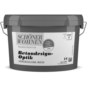 Eimer Schöner Wohnen Betondesign-Optik Versiegelung, Farbe Weiß. Für fugenlose Beton-Optik im Innenbereich.