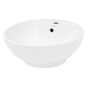 Weißes, rundes ECD Germany Design Aufsatzwaschbecken aus Keramik, 455x185 mm.