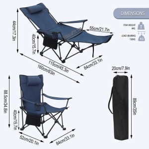 WOLTU Campingstuhl 2er Set mit Lehne Fußstütze Getränkehalter Oxford-Gewebe Blau