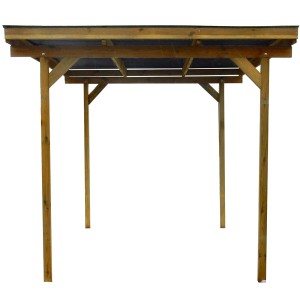 Holz Unterstand Carport, 300x250 cm, mit 9x9 cm Pfosten und PVC Dachplatten.