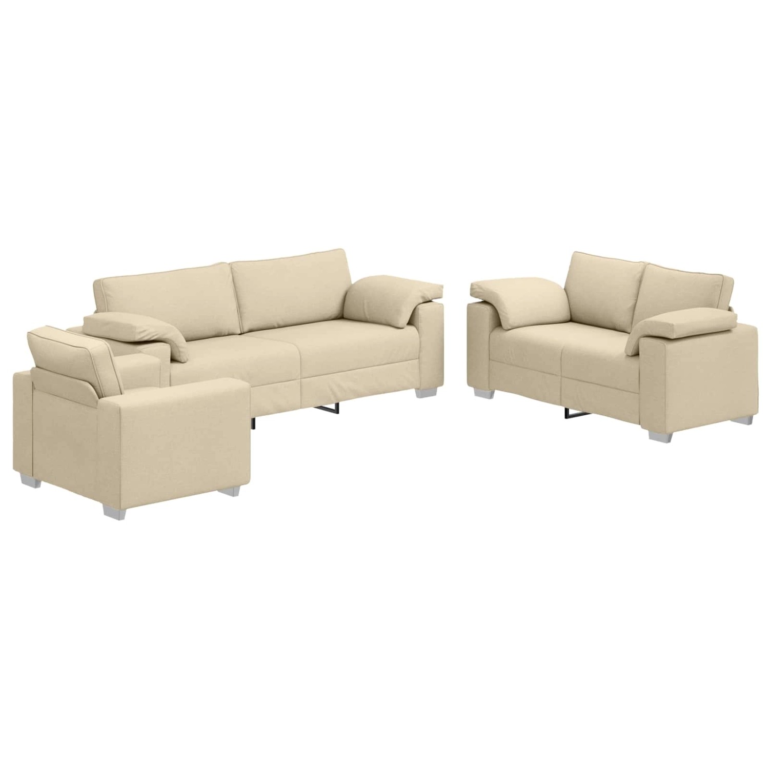 vidaXL Sofa-Set 3-Tlg Creme Leinenmischgewebe 3324665 günstig online kaufen
