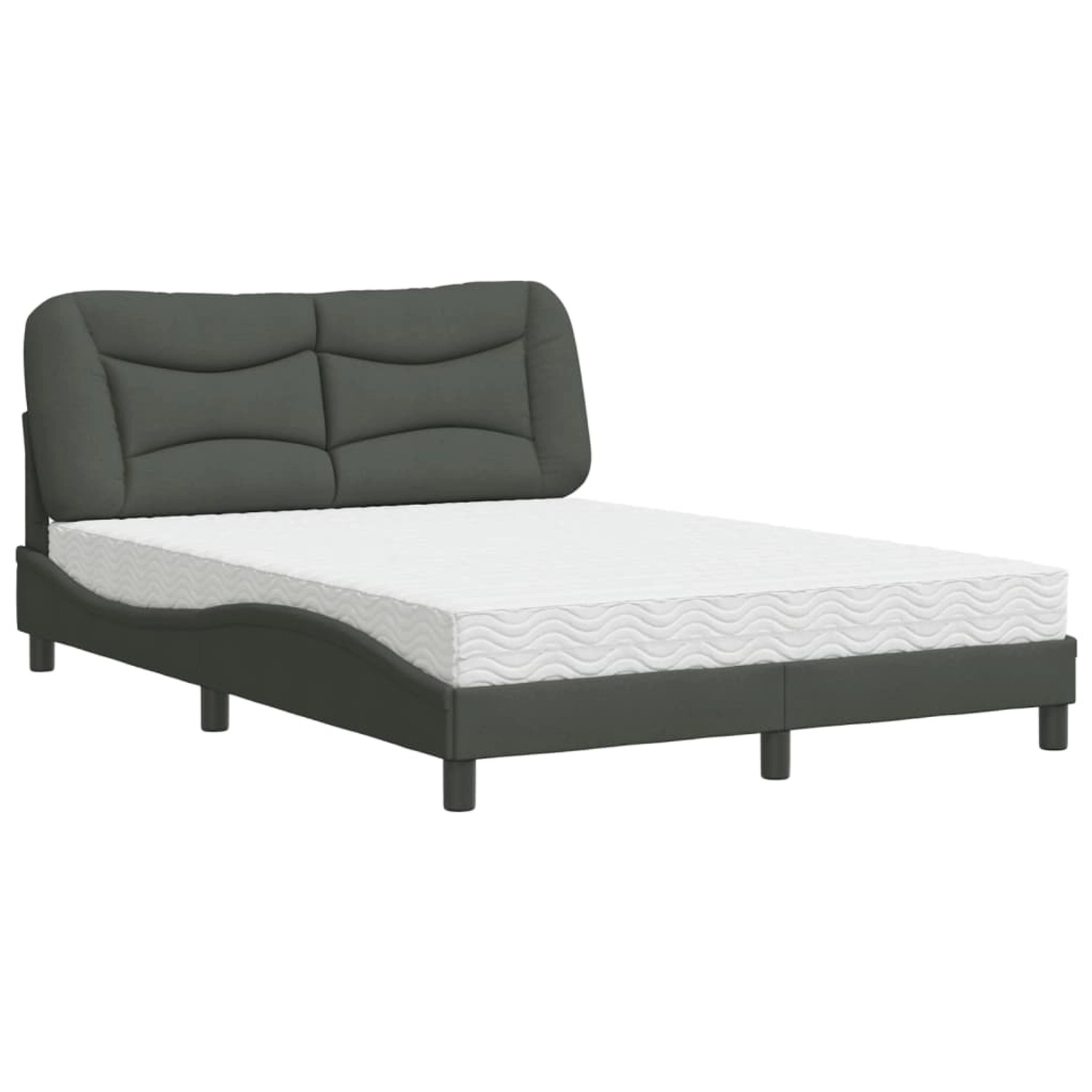 vidaXL Bettgestell Bett mit Matratze Dunkelgrau 120x200 cm Stoff Bett Bettg günstig online kaufen