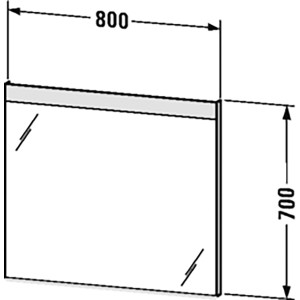 Duravit Leuchtspiegel, 70x80 cm, mit Wandschaltung. Technische Zeichnung mit Maßen.