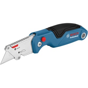 Bosch Professional Messer-Set, 2-teilig: Klappmesser und Cuttermesser mit blauem Griff.