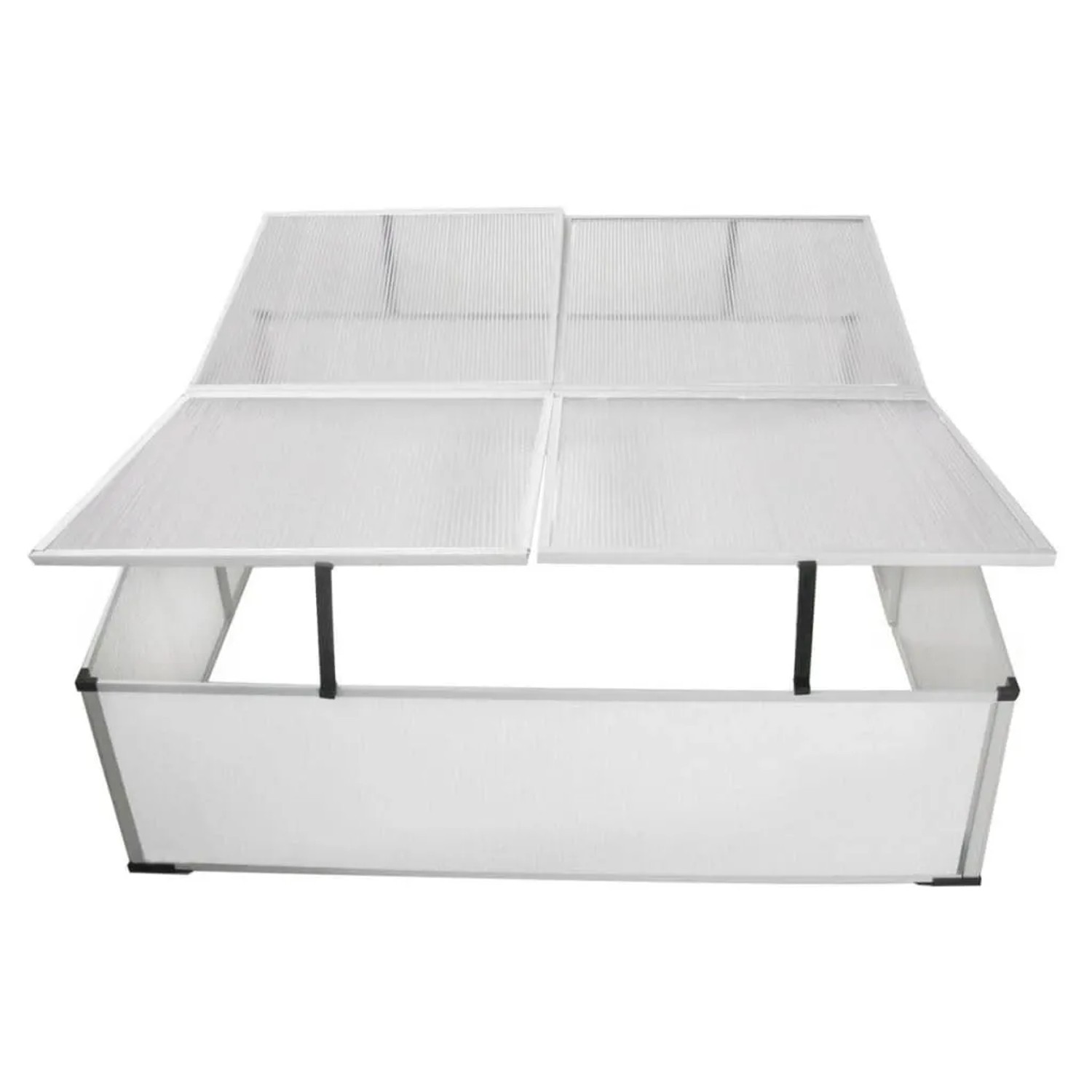 furnicato Frühbeet mit 4 Deckeln aus Polycarbonat und Aluminiumrahmen.
