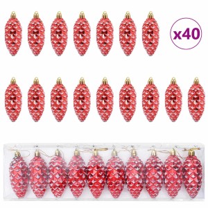 vidaXL Weihnachts-Tannenzapfen Ball 40 Stk Rot 42018895