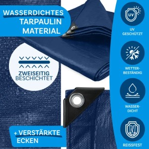 Blaue Karat Abdeckplane 2x3m, wasserdicht, mit Ösen und verstärkten Ecken. Ideal als Schutzplane.