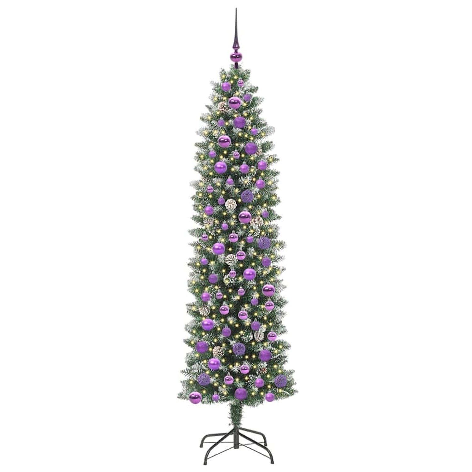 vidaXL Künstlicher Schlanker Weihnachtsbaum Grün und Weiß 180 cm 3395299