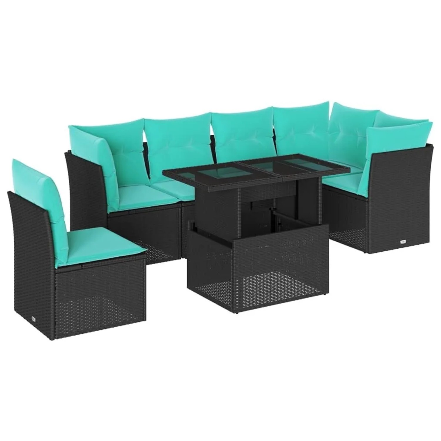 vidaXL 7-Tlg Gartensofa-Set mit Kissen Schwarz Polyrattan 3266617 günstig online kaufen