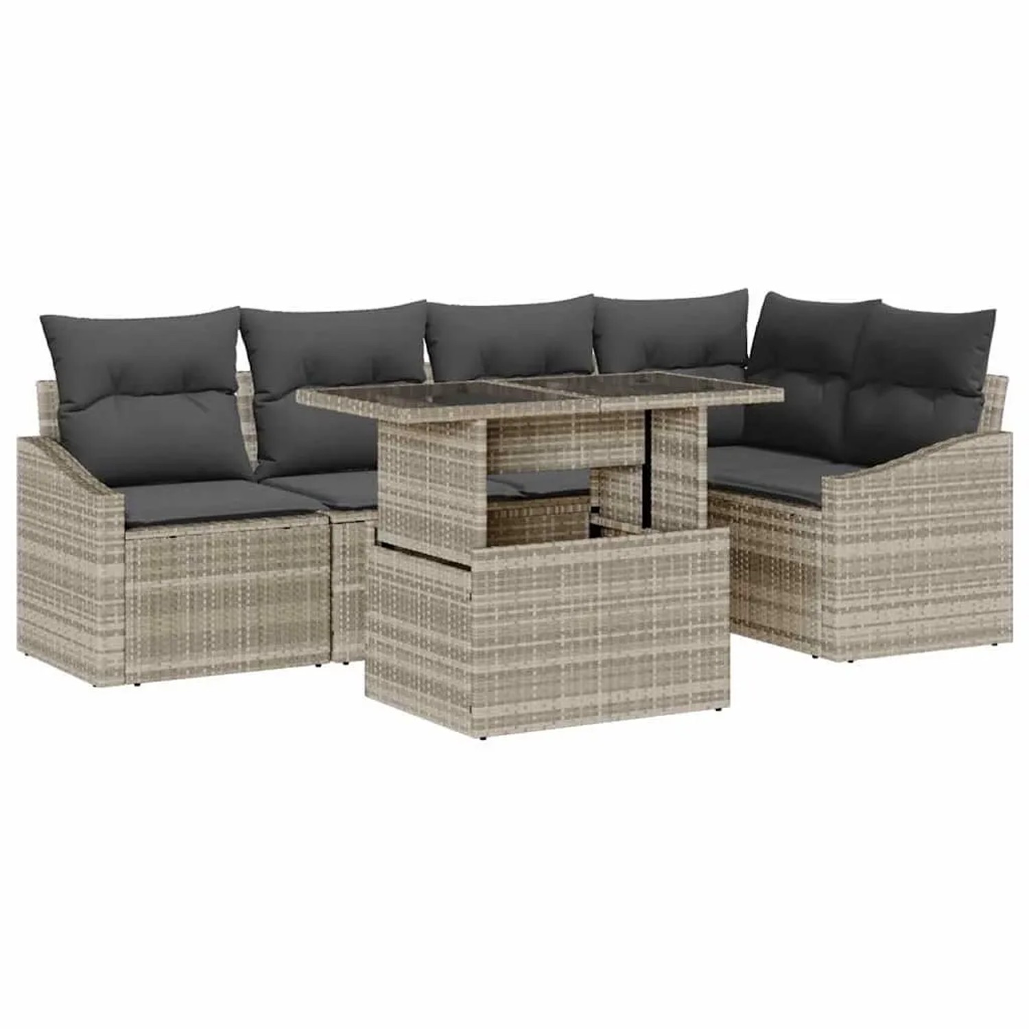 Thumbnail - vidaXL Garten-Sofa-Set mit Kissen 6-Tlg Hellgrau und Dunkelgrau 3357745