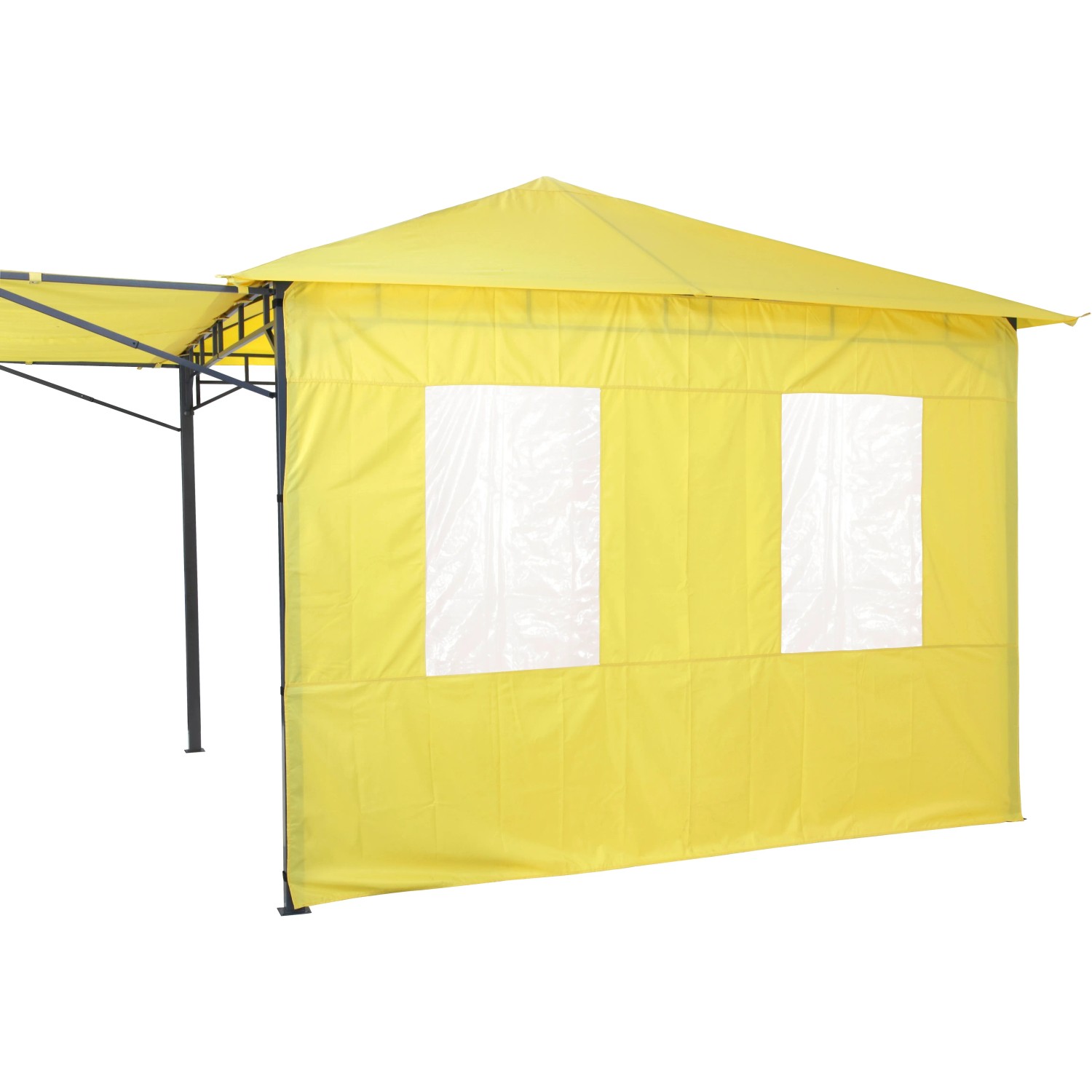 Gelbes Seitenteil-Set Lehua/Waya für Pavillons: 1 geschlossen, 1 mit 2 Fenstern.