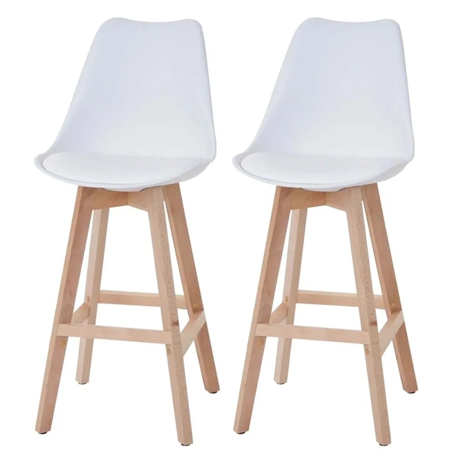 MCW Barhocker Vaasa T501 2er-Set Weiß Sitzfläche Kunstleder Weiß Helle Beine