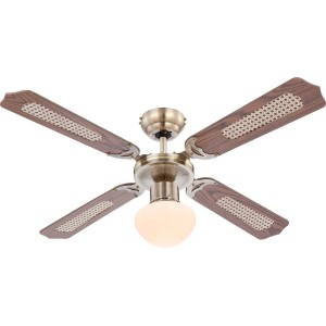 Deckenventilator Champion Eiche, 106,6 cm, mit Lampe und Zugketten für den OBI Online-Shop.