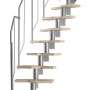 Dolle Systemtreppe mit Raumsparstufen aus Buche und Metallgeländer.