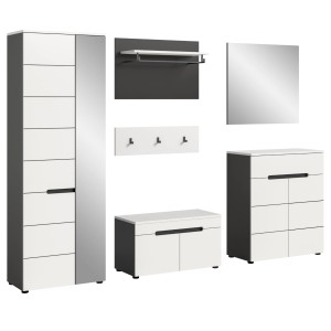 Inn.Furn Garderoben-Set 6-teilig in Weiß und Grau 255 cm Cooper