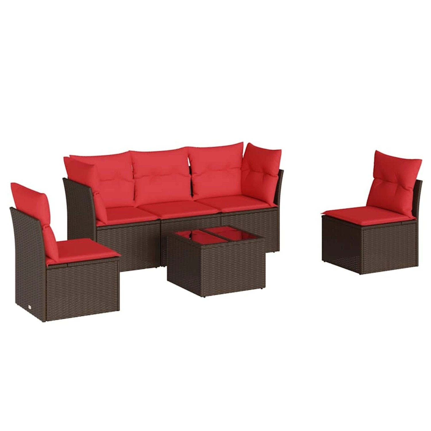 vidaXL 6-Tlg Garten-Sofagarnitur mit Kissen Braun Poly Rattan 3217364 günstig online kaufen
