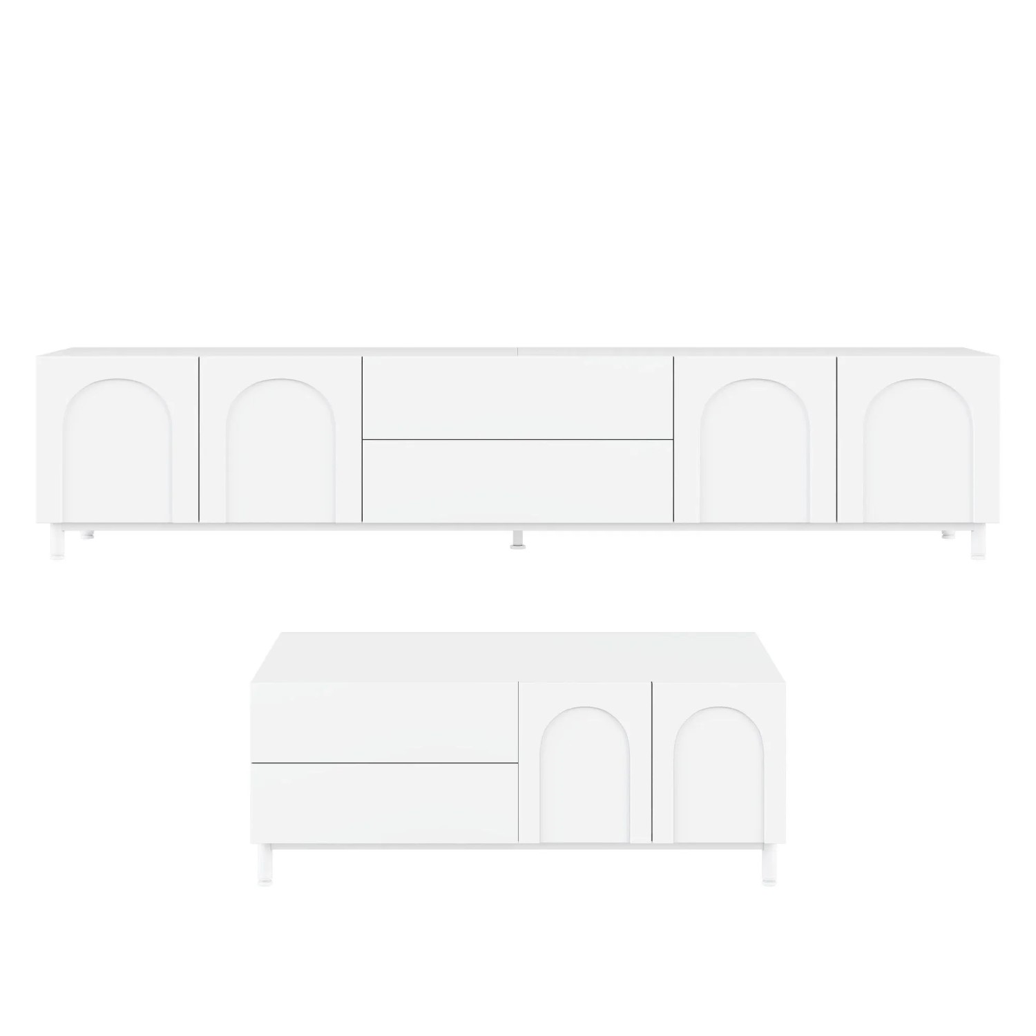 Merax Wohnzimmer-Set TV-Schrank & Couchtisch Stauraum