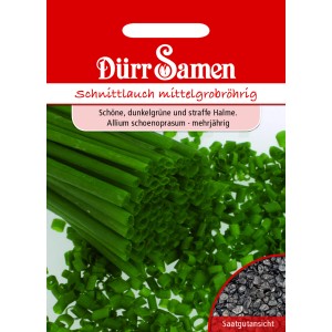 Dürr Samen Schnittlauch 'Miro': Saatguttütchen mit Abbildung von frischem Schnittlauch.