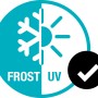Symbol für Frost- und UV-Beständigkeit der Gardena Schlauchbox.