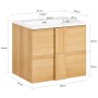 SoBuy Waschbeckenunterschrank BZR172-N in Natur mit Waschbecken und zwei Schubladen.