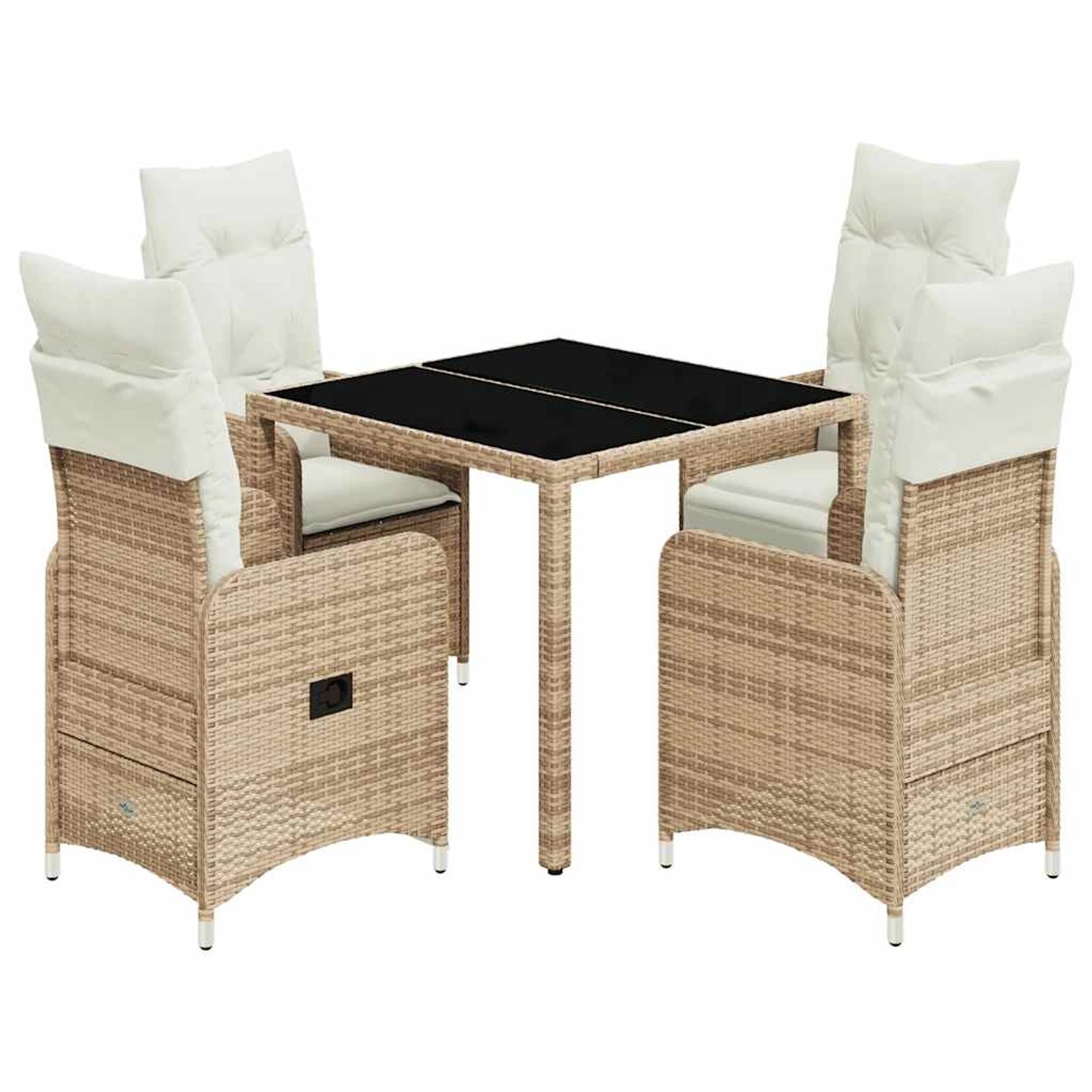 vidaXL 5-Tlg Garten-Bistro-Set mit Kissen Beige Poly Rattan 3277097 günstig online kaufen