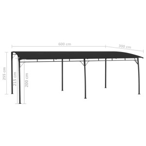 Anthrazitfarbener vidaXL Garten-Sonnenschutz 6x3x2,55 m aus Stahl und Polyester.