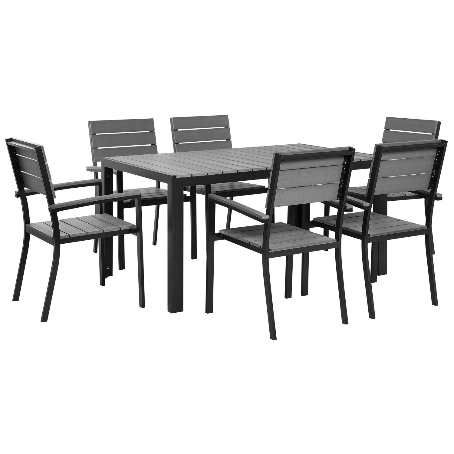 Beliani Gartentisch Set COMO Grau Schwarz 90x150x90 günstig online kaufen