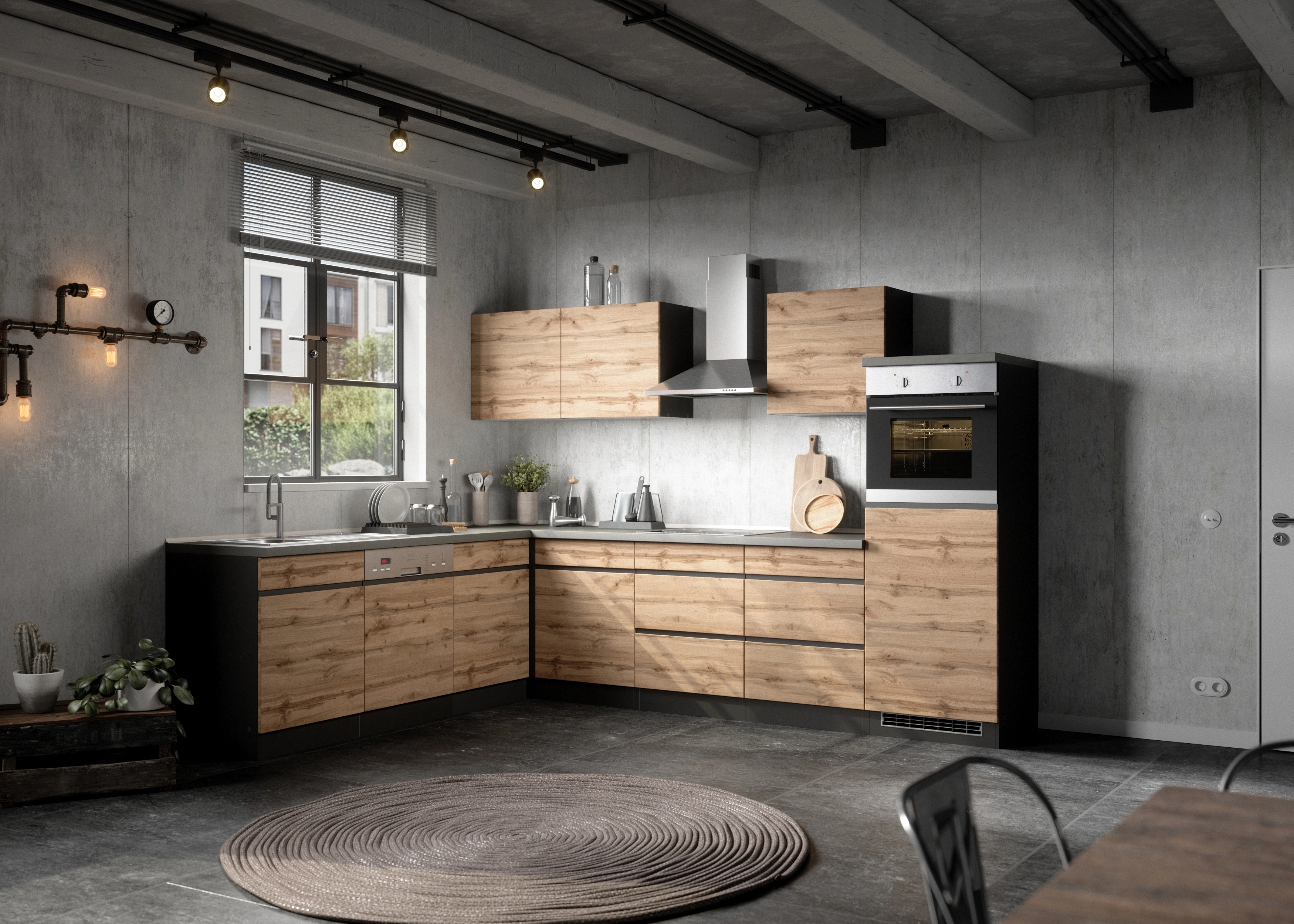 Held Möbel OBI mit Wotaneiche/Graphit bei kaufen cm 60 Turin Auszügen Küchenunterschrank