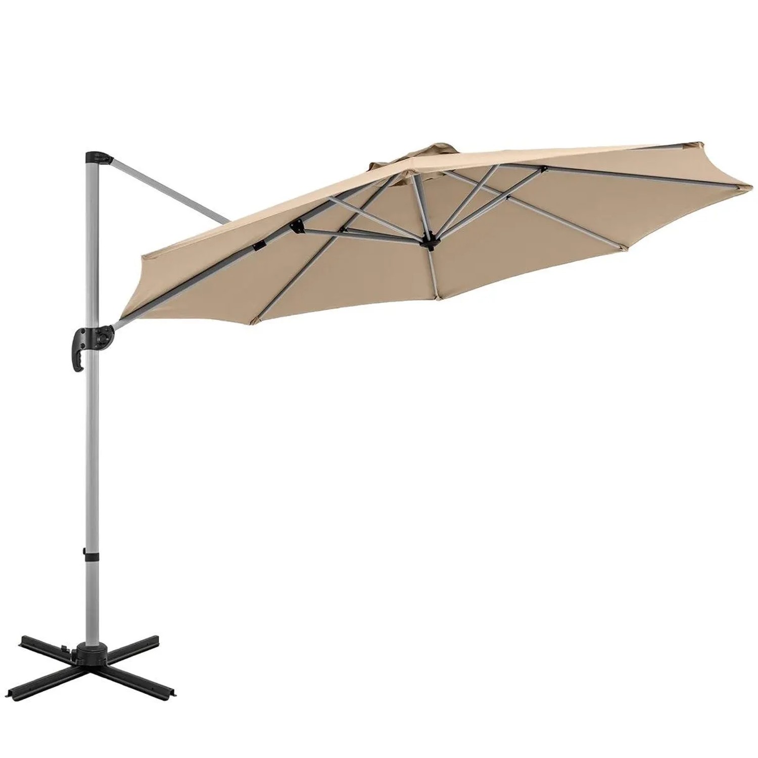 COSTWAY Sonnenschirm Ø 330 cm Ampelschirm mit Kurbel Beige