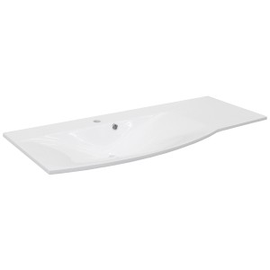 Weißes Fackelmann Lugano Einbauwaschbecken, 115 cm, linke Ausführung.