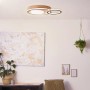 Moderne LED-Deckenleuchte Karney in Schwarz und Holz, 57x40 cm, für stimmungsvolle Beleuchtung.