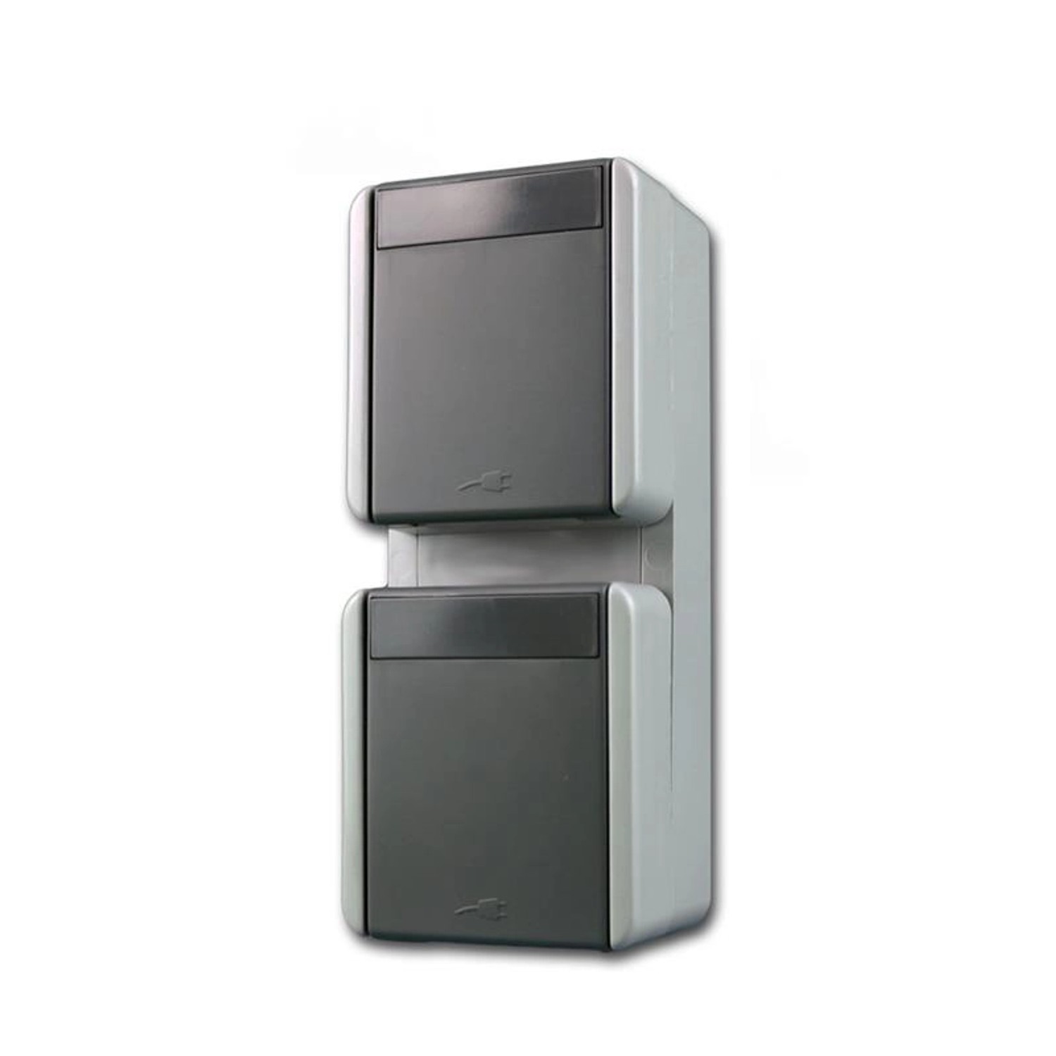 TEM Fontana Doppel Steckdose Vertikal Grau 250V16A IP44 günstig online kaufen