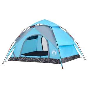 Blaues 3-Personen Kuppelzelt von vidaXL für Camping & Outdoor-Abenteuer.
