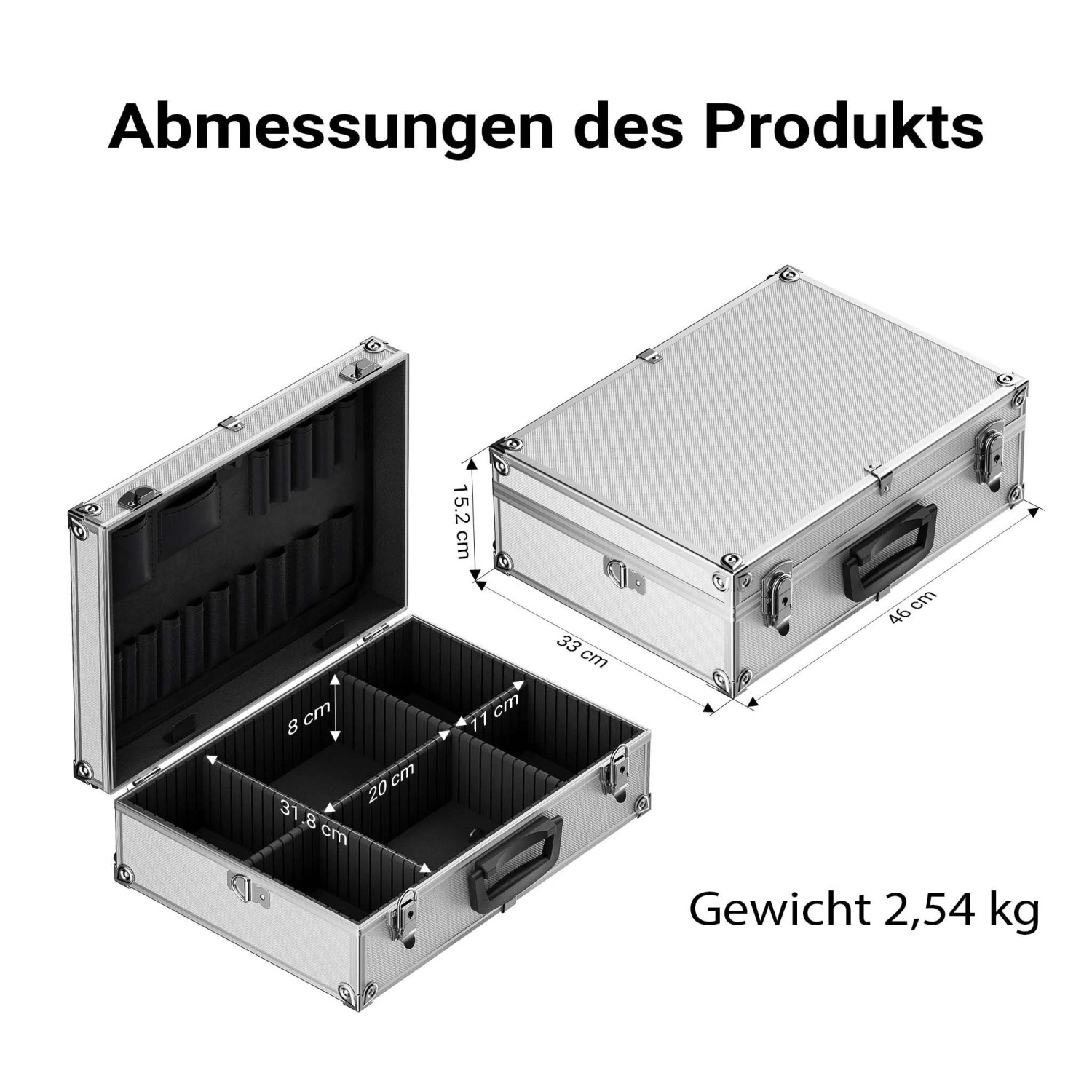 Wiltec Alu Universalkoffer 46X33X152Cm Werkzeugkoffer Schaumstoff Transportbox_3
