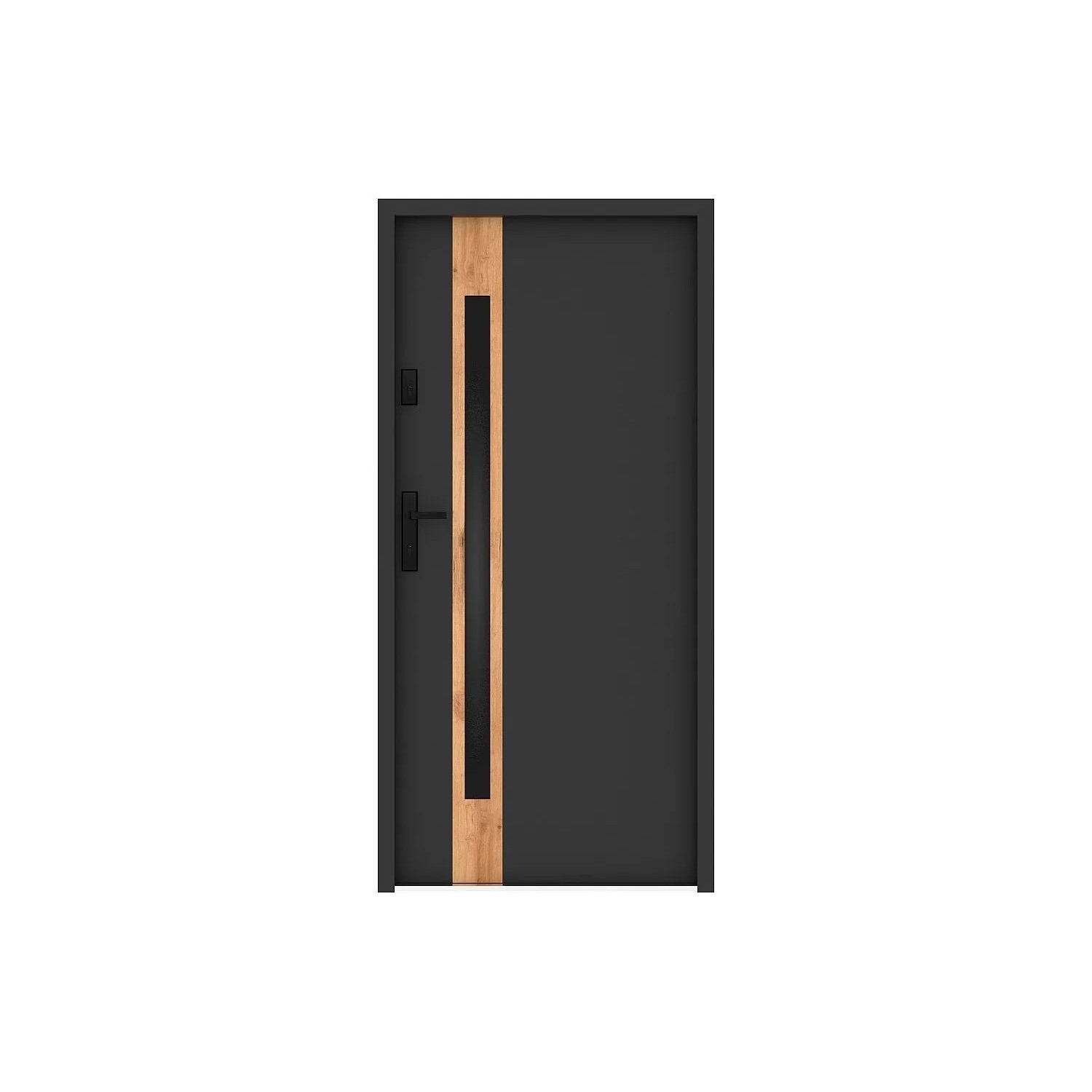Vente-unique Haustür Braga Anthrazitgrau  Naturfarben Hell 95 cm