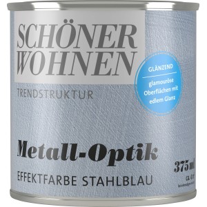 Schöner Wohnen Metall-Optik Stahlblau, 375ml Dose Effektfarbe für glänzende Oberflächen.