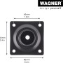 Wagner Teleskopfuß, justierbar, Ø 30mm, 160-250mm, schwarz, Detailansicht der Montageplatte.